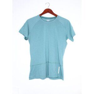 Soloman Activewear SS Shirt L Blue Green Outdoor Hiking Workout Lightweight